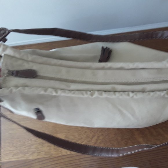 Khaki Canvas Large Shoulder Bag - Picture 5 of 6